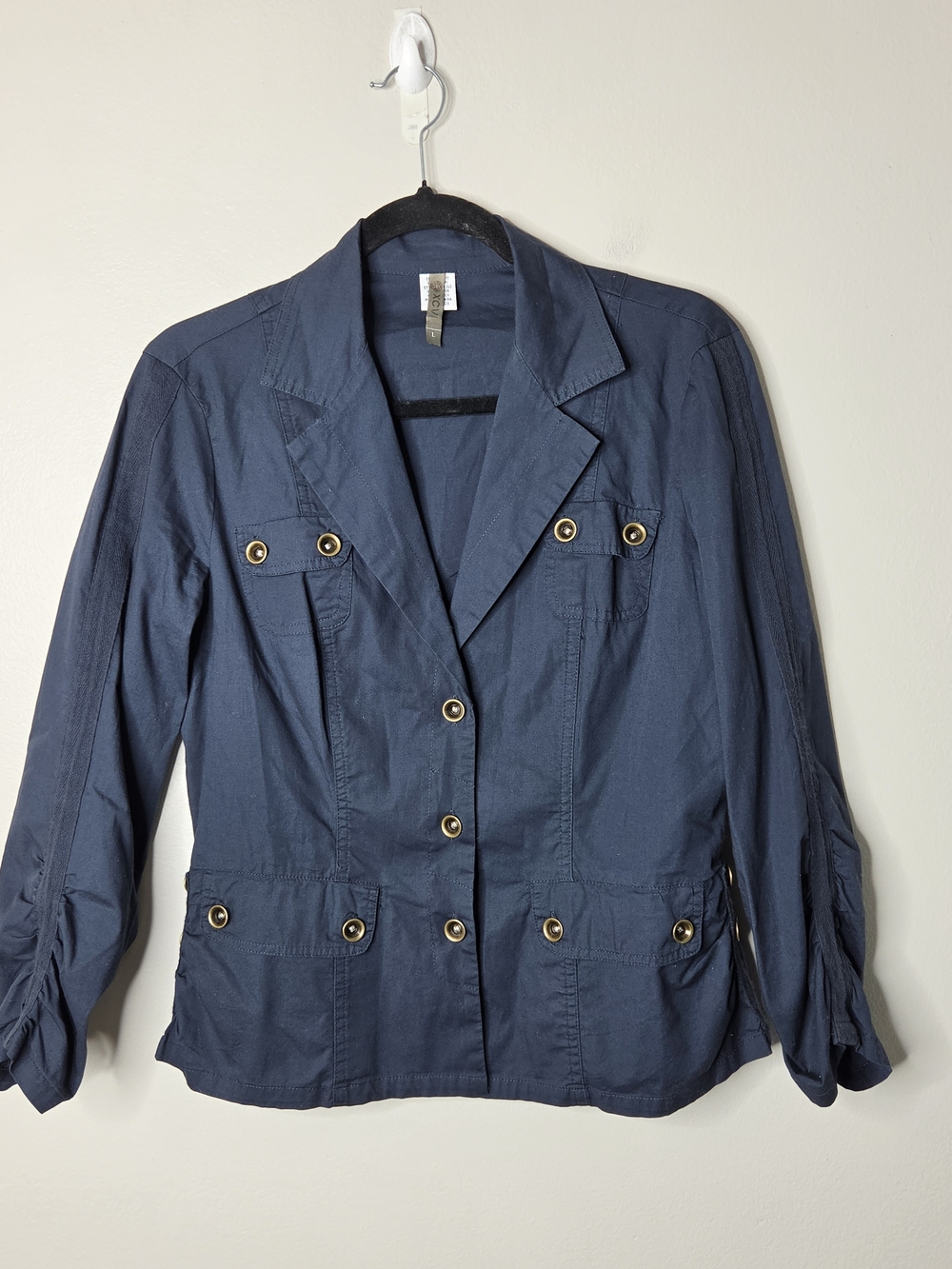 XCVI Blue Cinched Sleeves Blazer Jacket
